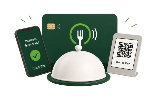 Chawpass food payment — tap card, scan QR, payment successful